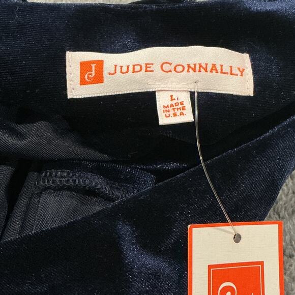 NWT Jude Connally Women’s Kerry Navy Velvet Like Bell Sleeve Dress Size Large - Picture 2 of 14
